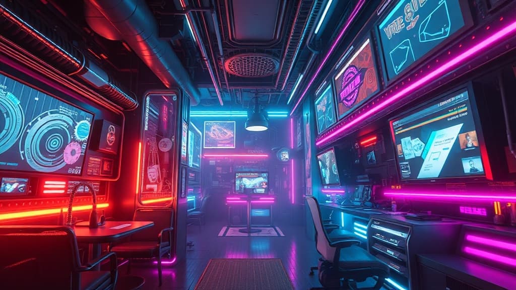 Desert Cyberpunk Oasis aesthetic idea with adobe
