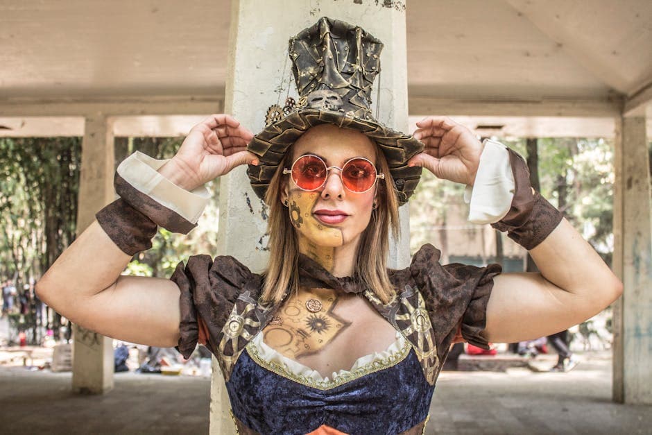 Solarpunk Steampunk outfit idea with reclaimed brass