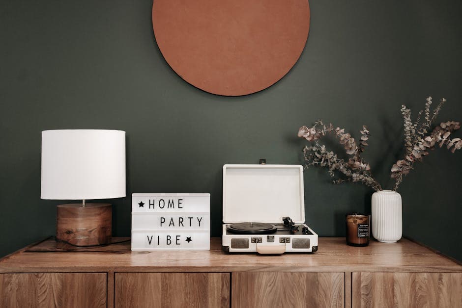 Mid-Century Modern Scandinavian moodboard image showing legible