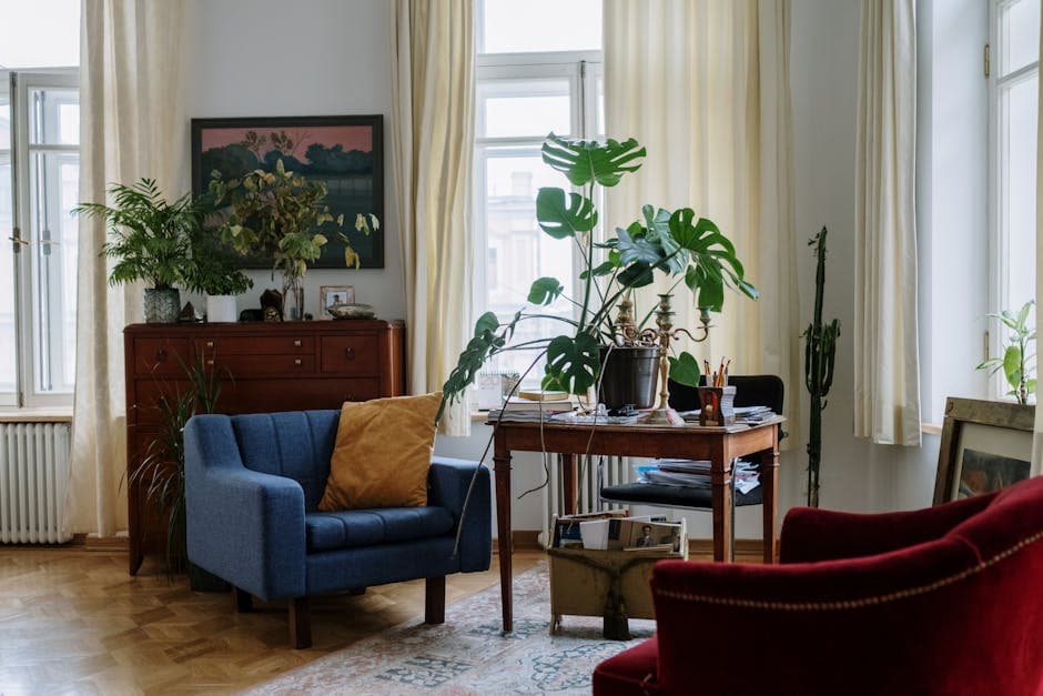 Mid-Century Modern Bohemian aesthetic idea with woven rug (5)