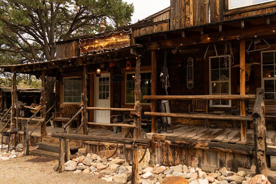 Space Western Frontier Deco moodboard image showing raw wood