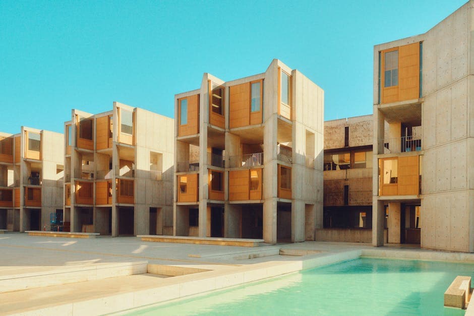 Brutalist Aquatic aesthetic idea with concrete