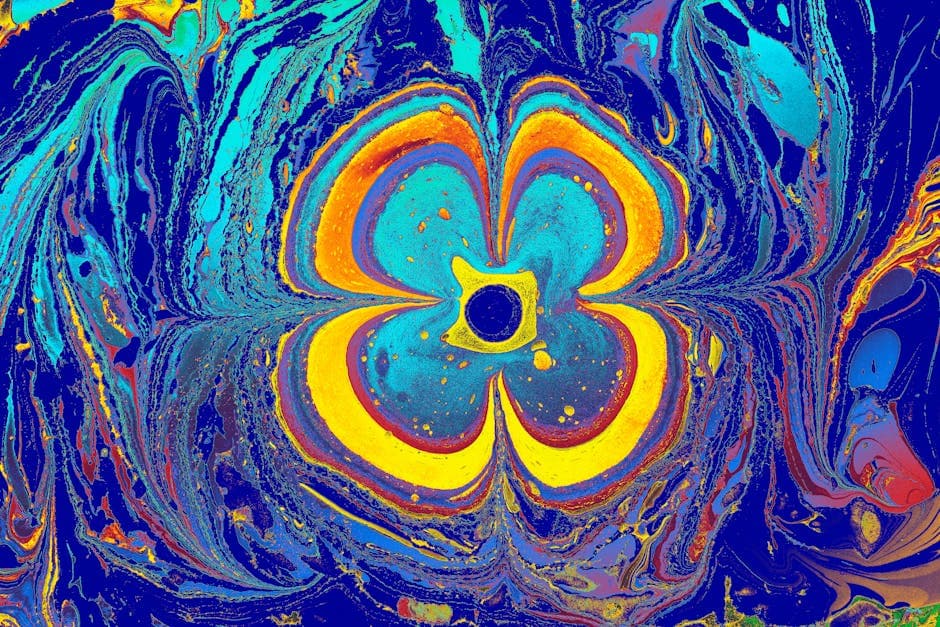 Psychedelic Cyberdelia aesthetic idea with organic shapes