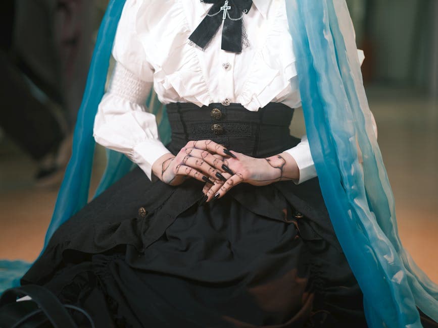 Victorian Futurism outfit idea with carbon fiber